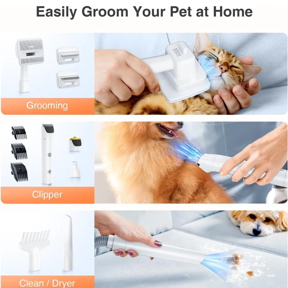 Dog Hair Vacuum & Dryer & Clipper 3 in 1